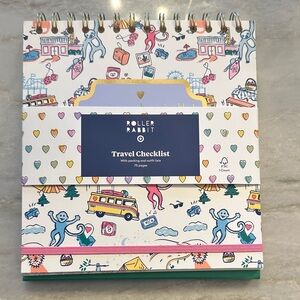 Roller Rabbit Spiral Travel Checklist Notebook — Multicolor Hearts & Monkeys